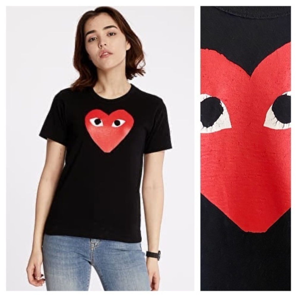 Comme des Garcons PLAY Black Tee with Red Heart Logo
